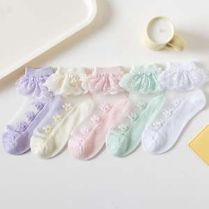 Ruffled Lace Baby Socks: Sheer Floral Christening Socks