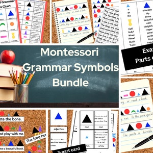 Conjunto de símbolos y oraciones de gramática Montessori