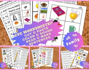 Complete CVC word Family worksheets