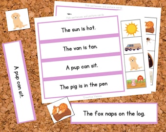 Pink Montessori Sentence strip and pictures