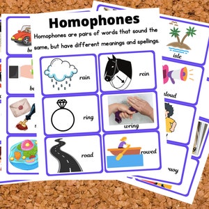 Tarjetas y hojas de trabajo de homófonos
