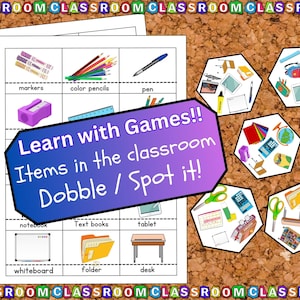 School-Themed Spot It / Dobble Matching Game
