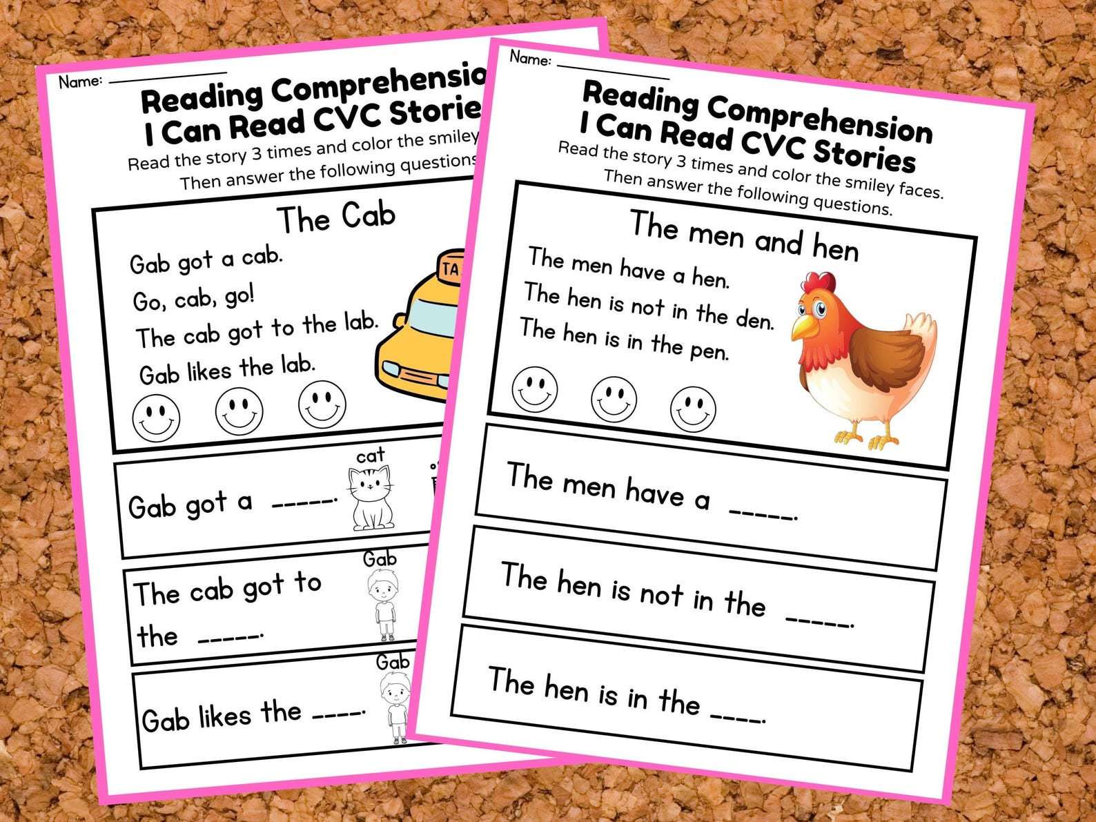CVC Reading Comprehension Passages - Etsy