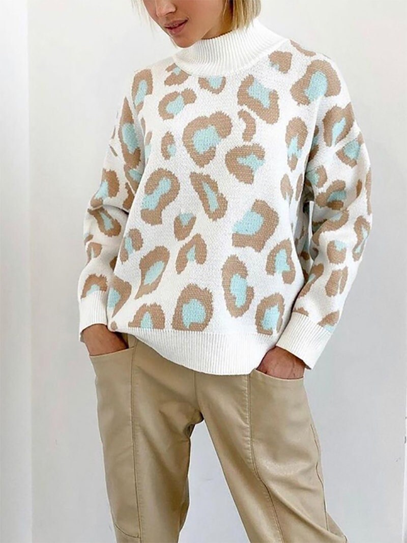blue leopard sweater
