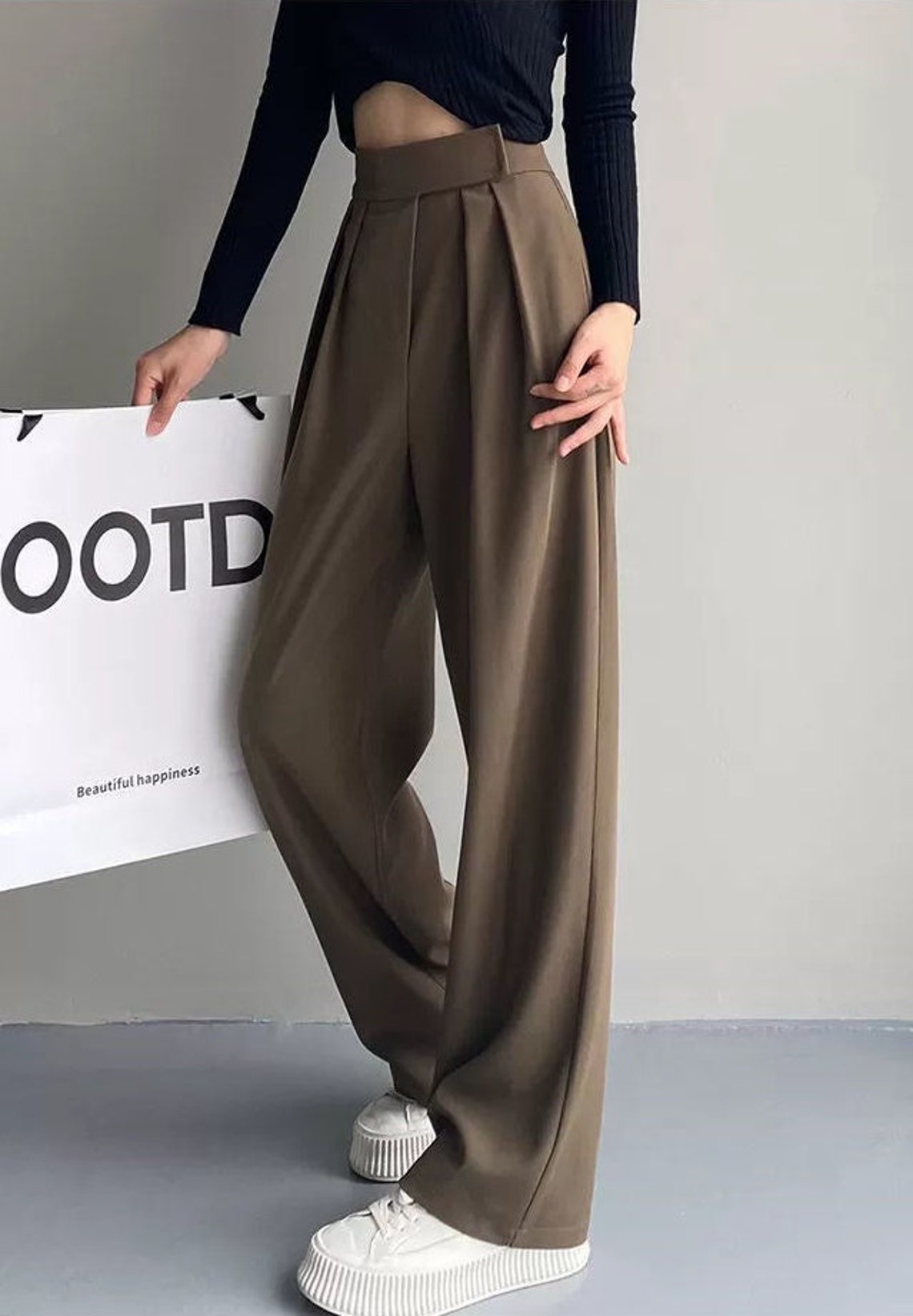 Elegant Palazzo Pants Dark Academia Casual Trousers High - Etsy