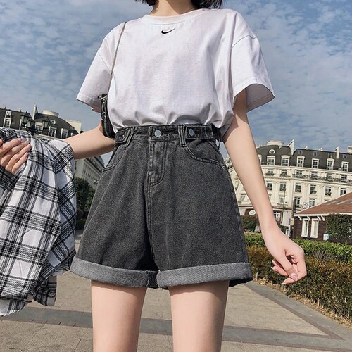 High Waisted Jeans Shorts Women Wide Leg Denim Shorts Casual - Etsy