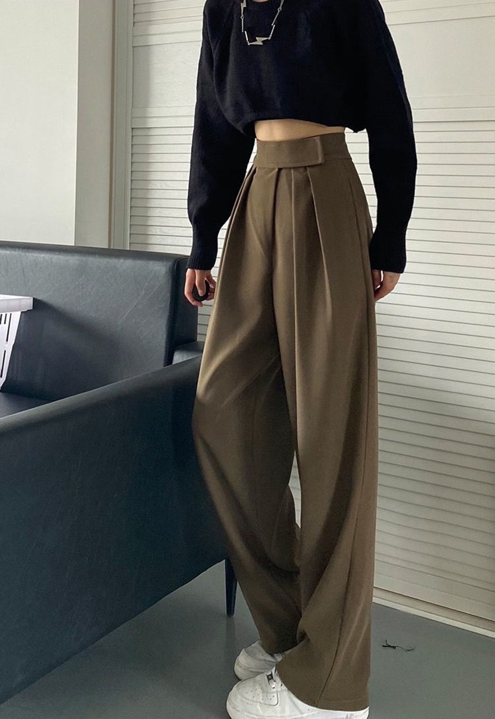 Elegant Palazzo Pants Dark Academia Casual Trousers High - Etsy