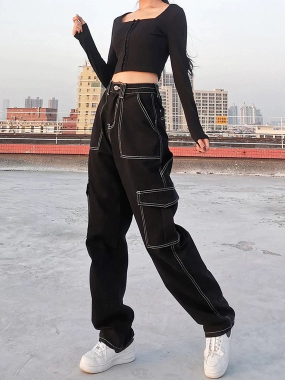 Y2K Cargo Loose Jeans Harajuku Wide Leg Baggy Jeans - Etsy Australia