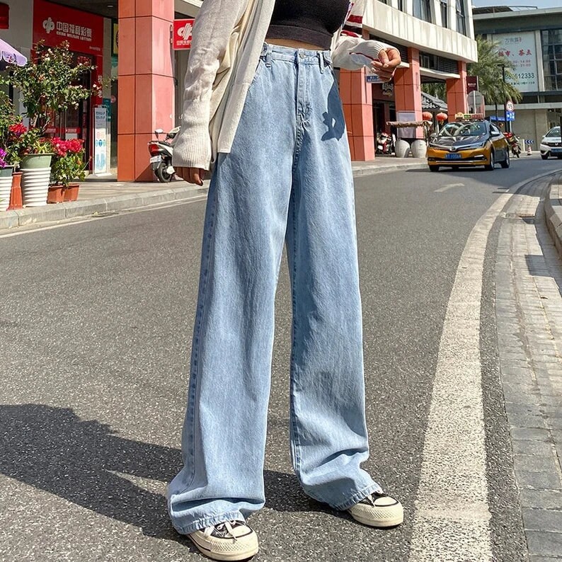 Y2K Baggy Jeans High Waisted Denim Jeans Oversized Wide Leg - Etsy