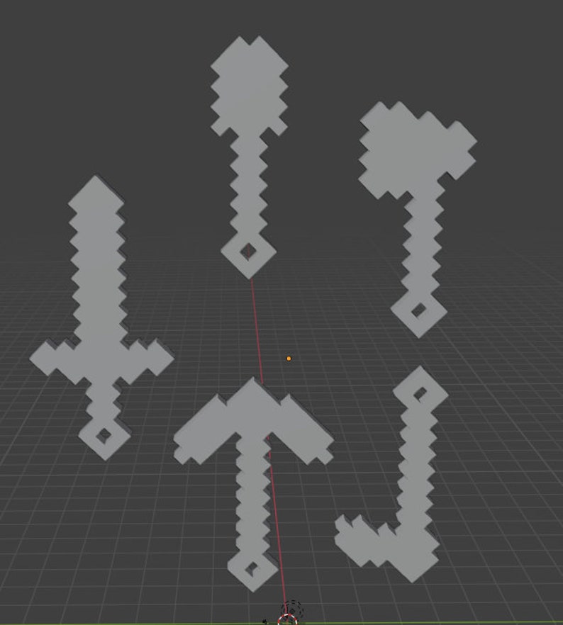 Llavero de herramientas de Minecraft, fácil de imprimir, archivo stl modelo 3d imagen 2