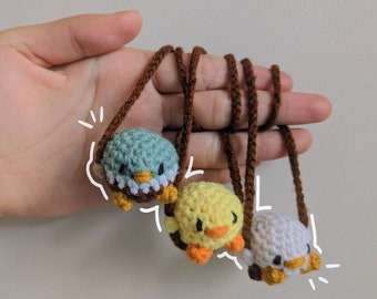 Crochet Duck on a Swing - Handmade Rearview Mirror Charm