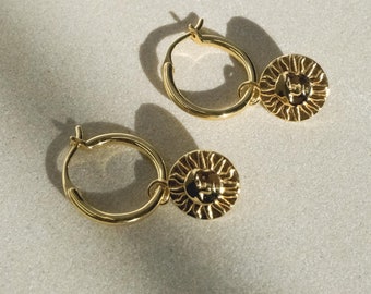 Drop Earrings, 14k Gold Plated, Sun Earrings, Dangle Earrings, Boho Jewelry, Gold Jewelry for Women, Gifts for Women, Mom Gift