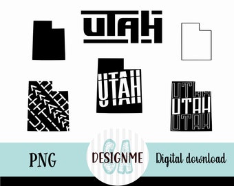 Utah bundle png, Utah Map and Font png, Utah State Printable and Cutting Design