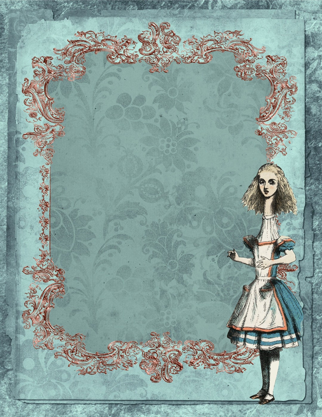 Alice in Wonderland Printable 2 Sheets Journaling Paper for - Etsy