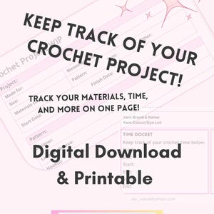 Printable Crochet Planner - Crochet Project WIP - Work-In-Progress Page - Crochet WIP Planner - Letter A4 A5 - Printable Crochet Journal
