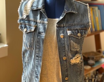 Ripped Denim Vest - Etsy