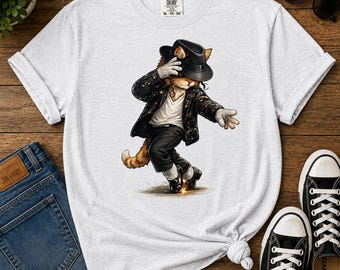 Funny Moonwalk Cat Shirt, Dancing Cat T Shirt, Retro Disco Cat Tee, Funny Cat Lover Gift, Cool Cat Dad Mom Gift, Music Lover Shirt