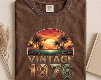 Comfort Colors® Vintage 1976 Shirt, Retro 1976 Birthday Tee, Classic 1976 Birthday Gift, 1976 Palm Sunset Shirt, Born in 1976 Vintage Tee