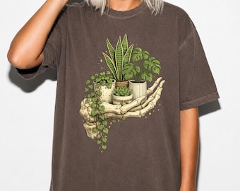 Plant Skeleton Shirt, Botanical Skeleton Hands Tee, Plant Lover Gift, Gothic Plant Shirt, Cottagecore Shirt, Nature Lover Comfort Colors Tee