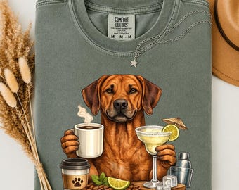 Funny Rhodesian Ridgeback Coffee Lover Shirt, Ridgeback Dog Mom Tee, Cute Dog Dad Gift, Rhodesian Ridgeback Owner Gift, Dog Lover Shirt