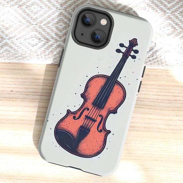Artistic Violin Drawing iPhone Case - Elegant Musician's Protective Cover for iPhone 14 13 12 11 Pro Max Mini