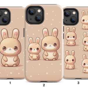 Super Cute Bunny iPhone Cover, Tough Protective Case for iPhone 14 13 12 11 Pro Plus Max Mini, Kawaii Rabbit Case, Choose your Design