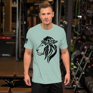 Lion Tactical T shirt Christian Soldier Men&#39;s Christian T Shirt