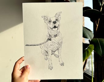 エッチングイラストカスタムペットポートレート