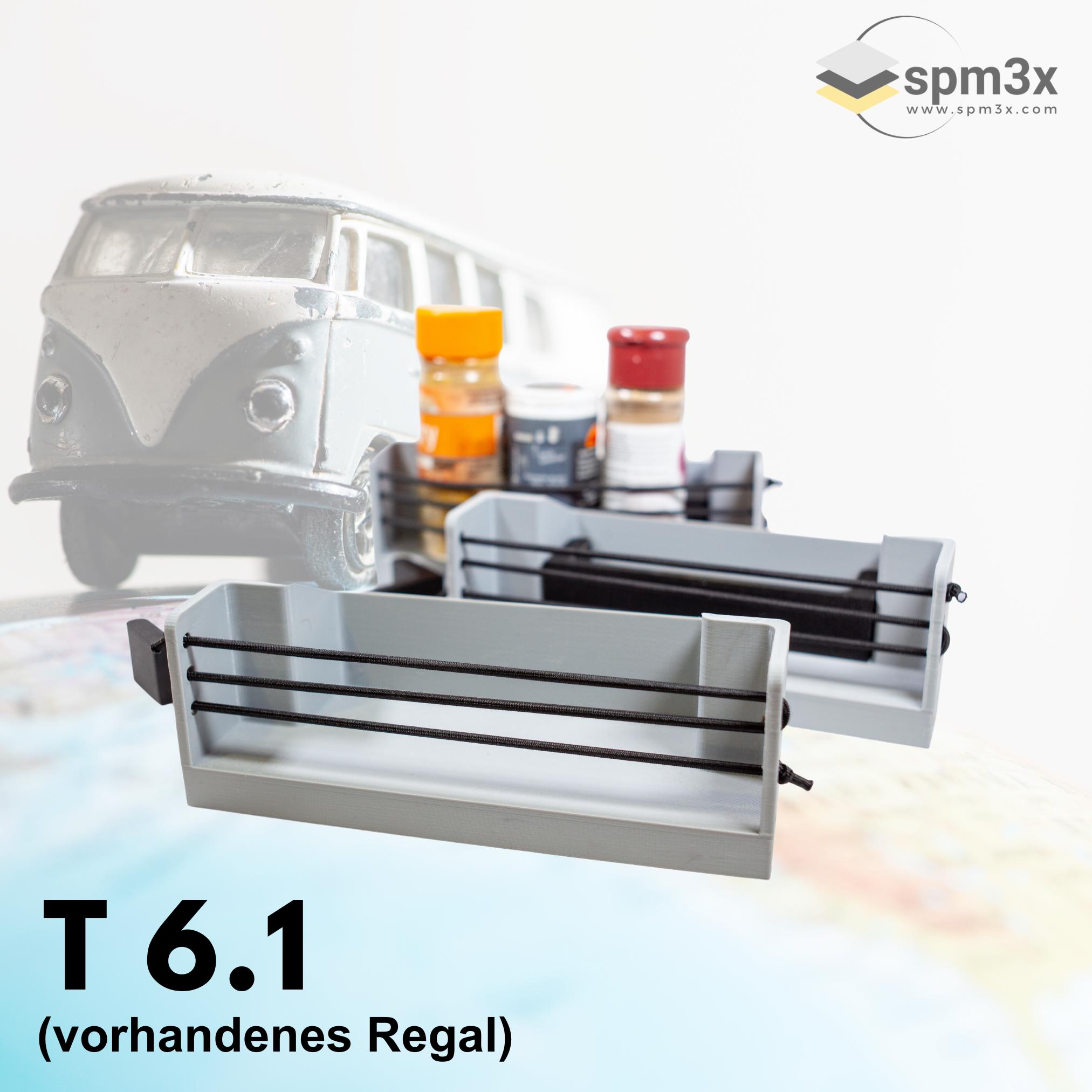 VW California T6.1 Spice Rack (3 Pieces) - adhesive design for factory shelf in the blackout of the small window