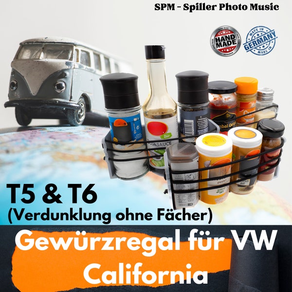 Étagère à épices pour VW California Ocean, Coast, Comfort Line T5, T5.1, T5.2 et T6 (pas d'étagère d'usine dans le blackout)