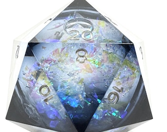 Handmade Shadow Liquid Core D20 – Jumbo Resin Dice for TTRPG