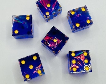 Handmade Arcana Resin Dice Set: Iridescent Purple & Gold, 6d6