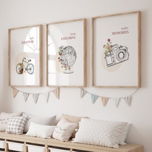 Abenteurer-Kinderzimmer Dekor, Weltkarte Kinderzimmer, Reise-Abenteuer erwartet, Kinderzimmer Dekor, Weltkarte Kinderzimmer Dekor, Reise-Dekor