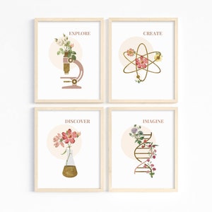 Naturwissenschaftliche Poster, Bilder für Kinder, STEM Bilder, 4er Set Chemie Bilder, Kinderzimmer Bilder, naturwissenschaftliche Bilder, Kinder Bilder