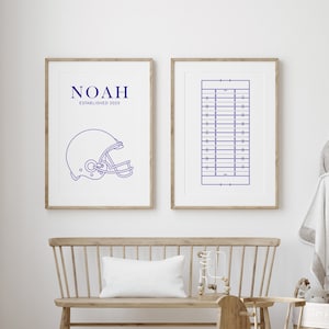 Football nursery decor, sports nursery wall art, gender-neutral prints, sports theme nursery, baby football artwork, set of 2 digital prints