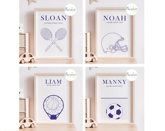 Personalized Sports Nursery Art Print: Baby Name Decor (Digital Print)