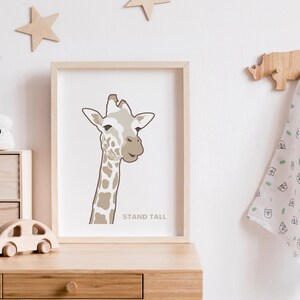 Giraffe nursery decor, gender neutral nursery art, Animal themed children poster, Safari themed inspirational nursery print
