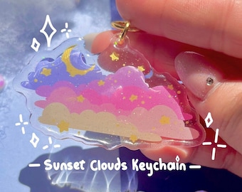 Sunset Clouds keychain, Acrylic charm, sparkly keychain,cute charm,acrylic keychain, key charm,cute gift, aesthetic gift, celestial keychain