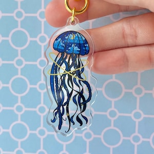 Jellyfish Acrylic Keychain, cute keychain, marine animal gifts, ocean themed gifts, jellyfish keychain, unique gifts, acrylic keychain