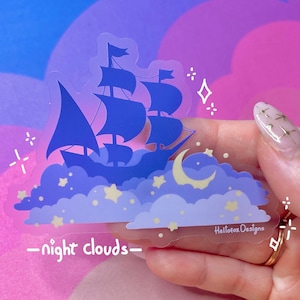 Scheepssticker, wolksticker, hemels geschenk, duidelijke sticker, waterdichte sticker, esthetische sticker, dromerige sticker, stersticker, uniek cadeau