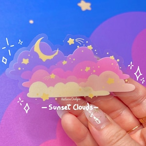 Sunset Clouds Sticker, cloud sticker, star sticker, dreamy sticker, celestial sticker, aesthetic sticker, shooting star sticker, unique gift