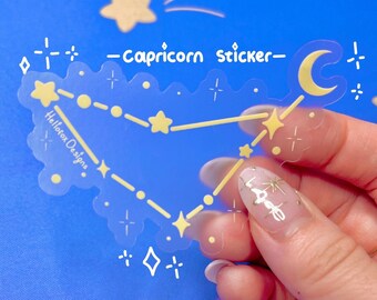 Capricorn Constellation Sticker, Capricorn Sticker, zodiac sticker, Capricorn themed gifts, clear sticker, unique gifts, birthday gifts