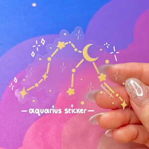 Sticker constellation du Verseau, sticker du zodiaque, sticker verseau, stickers transparents, sticker constellation, sticker imperméable, cadeaux du zodiaque