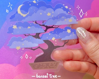 Bonsai Tree Sticker, Plant sticker, dreamy sticker, aesthetic sticker, star sticker, clear sticker, waterproof sticker, unique gift