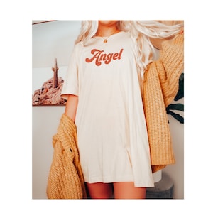 Angel Shirt, Oversized Tshirt, Baggy Shirts Women, Retro Shirt Dress, Oversized Shirt Dress Tee, Retro Pajamas, Retro Style Women T-shirt