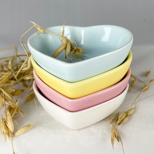 Heart-Shaped Ceramic Dish (Small) | Blue Yellow Pink White | Suitable for hamsters, mice, rats, & other small animals