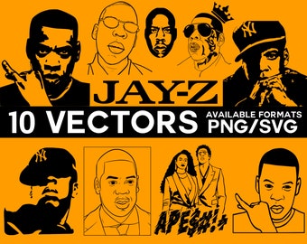 Jay Z Vector Pack, Jay Z Vector Bundle, Jay Z SVG, Jay Z Cricut Silhouette Files PNG Tshirt Design Diy