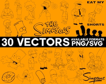 The Simpsons SVG Pack Homer Silhouette The Simpsons SVG Bart Simpson SVG The Simpsons Cricut Lisa Vector Burns Moe Vinyl Cutting Files Diy