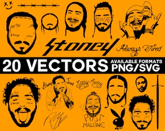 Post Malone Vector Bundle, Post Malone Silhouette, Post Malone SVG, Stoney Vector, Post Malone Tattoo Vector, Post Malone Clip Art Vinyl