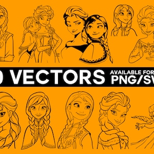 Elsa Vector Pack, Frozen SVG, Princess Clipart, Anna Svg, Elsa Svg, Cartoon Characters Svg, Frozen SVG PNG Cricut Silhouette Files